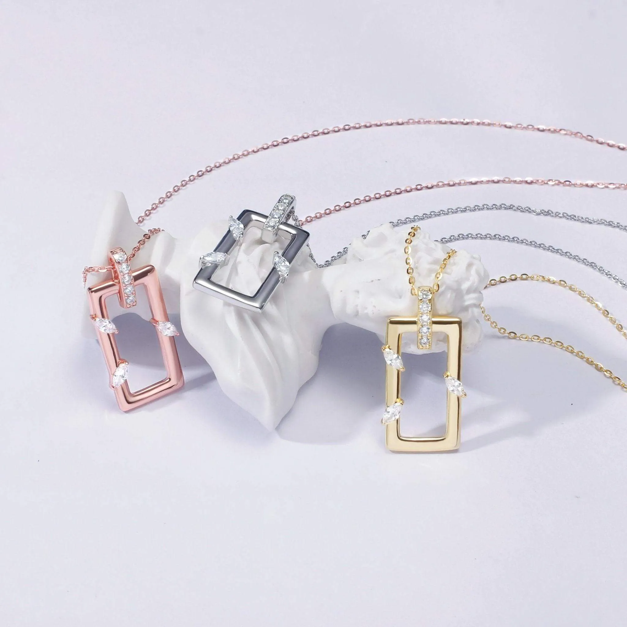 Rectangular Necklace Jasmine Breeze Collection Designed by Golnaz Niazmand