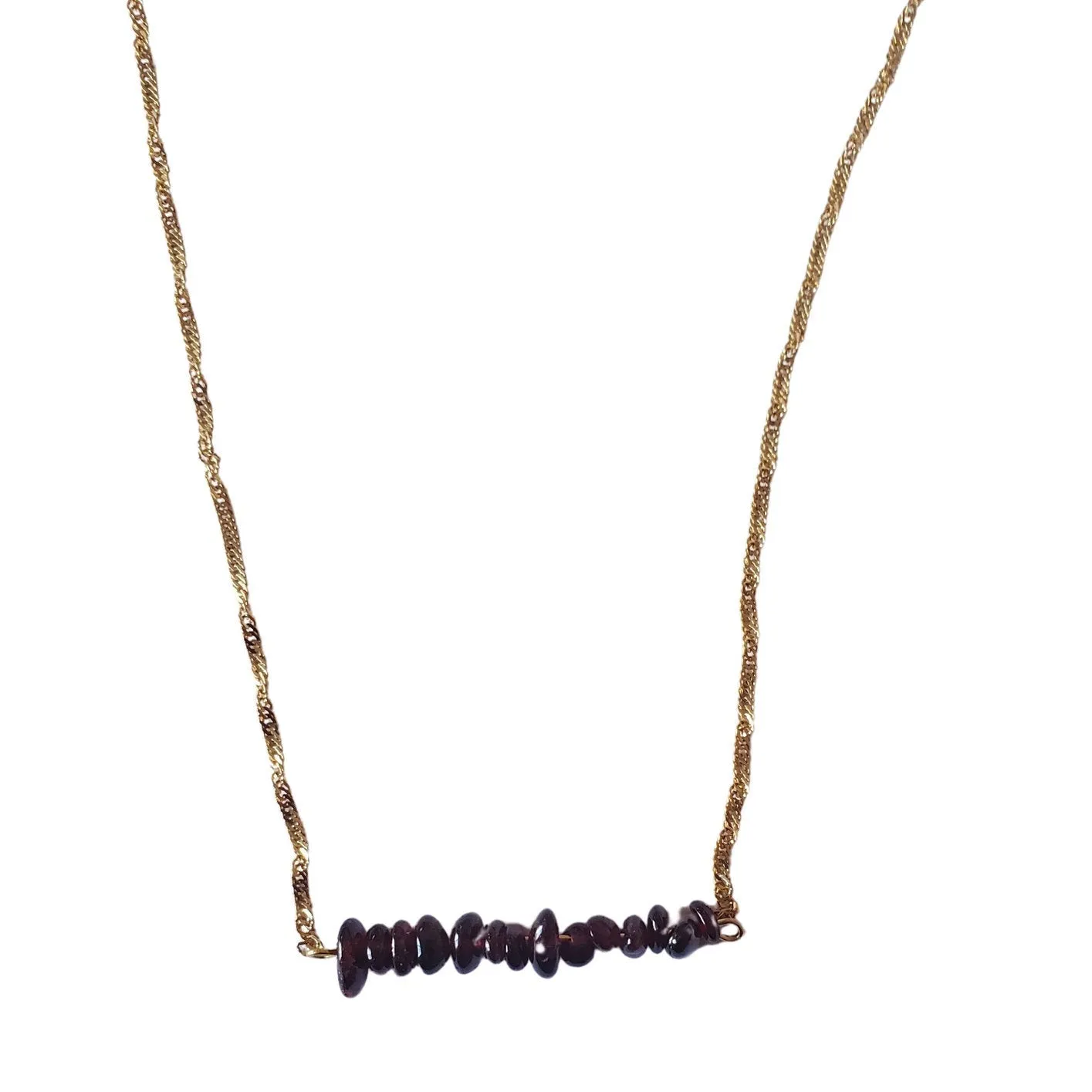 Red Garnet Bar Necklace