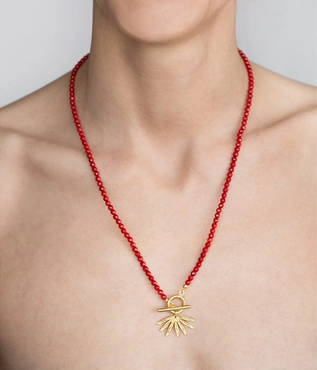 Radiant Red Sun Siren Statement Necklace - Chic Bohemian Elegance