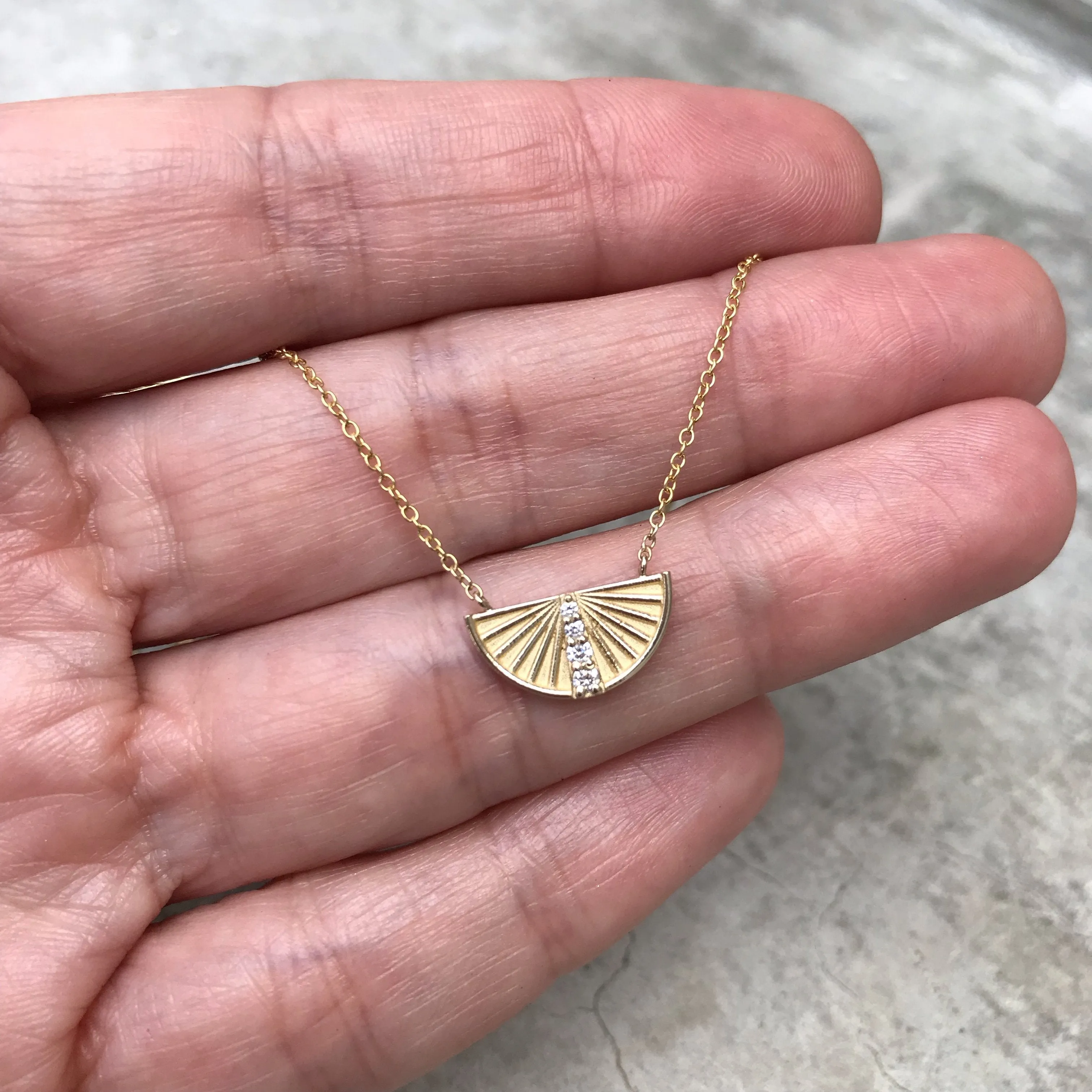 Rise Diamond Necklace - 14k Yellow Gold Half Circle