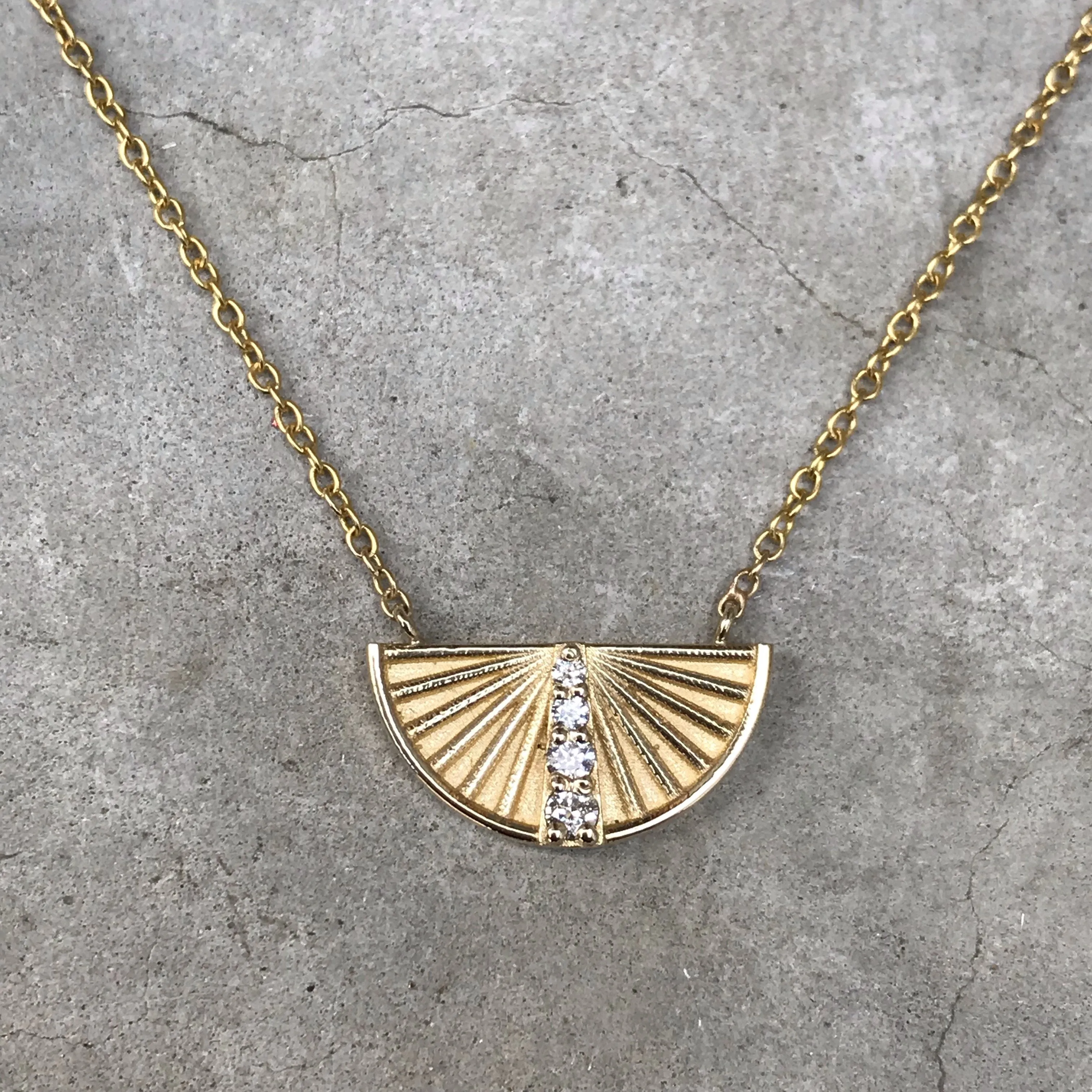 Rise Diamond Necklace - 14k Yellow Gold Half Circle