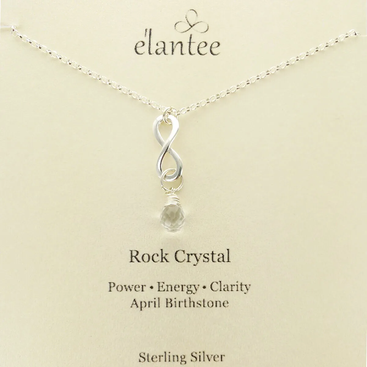 Rock Crystal April Birthstone Infinity Necklace