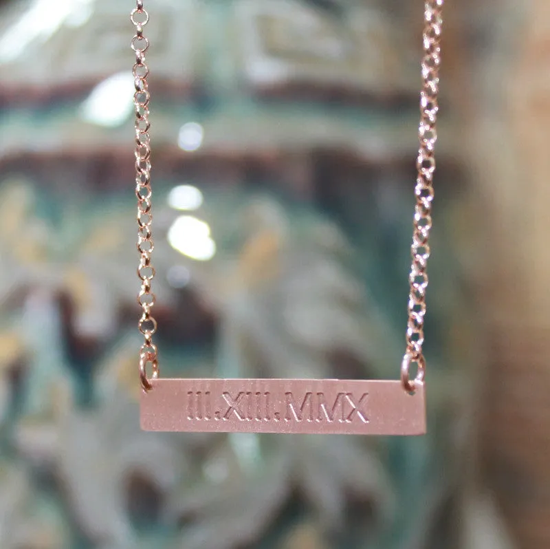 Roman Numeral Bar Necklace