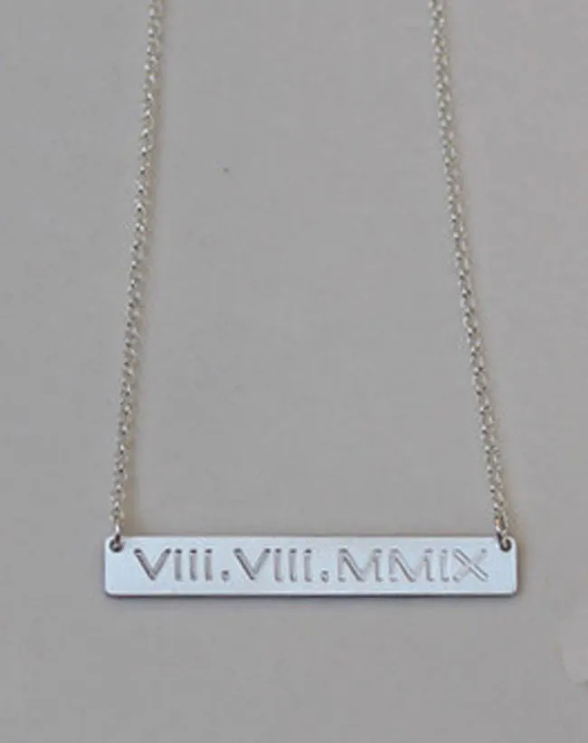 Roman Numeral Bar Necklace