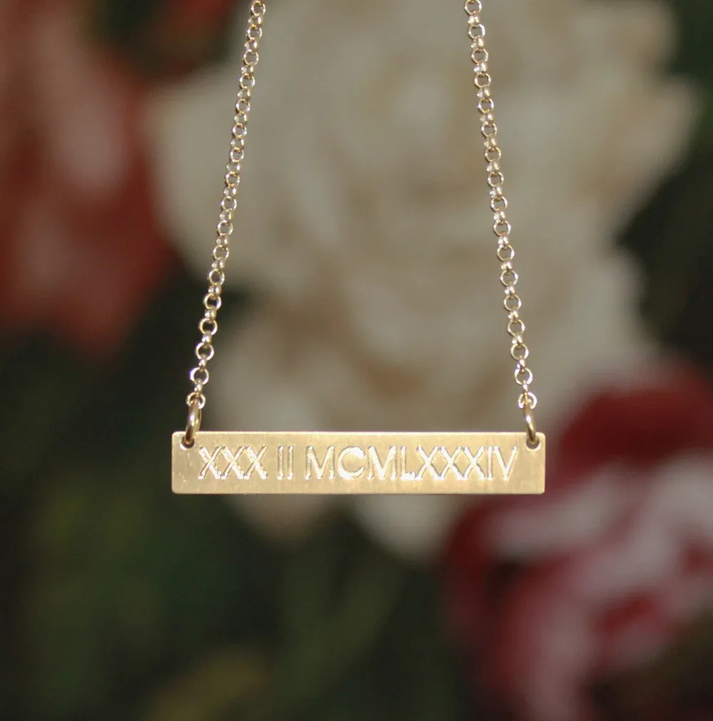 Roman Numeral Bar Necklace