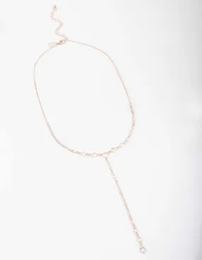 Rose Gold Diamante Lariat Necklace