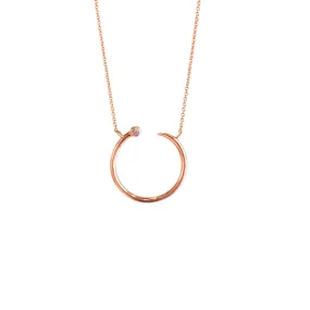 Rose Gold Open Circle Diamond Necklace