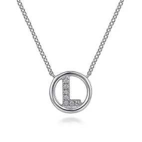 Round Pavé Initial L Pendant Necklace