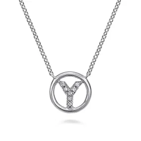 Round Pavé Initial Y Pendant Necklace