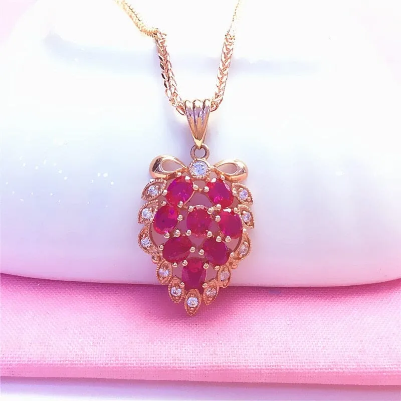 Ruby Grape Rose Gold Necklace