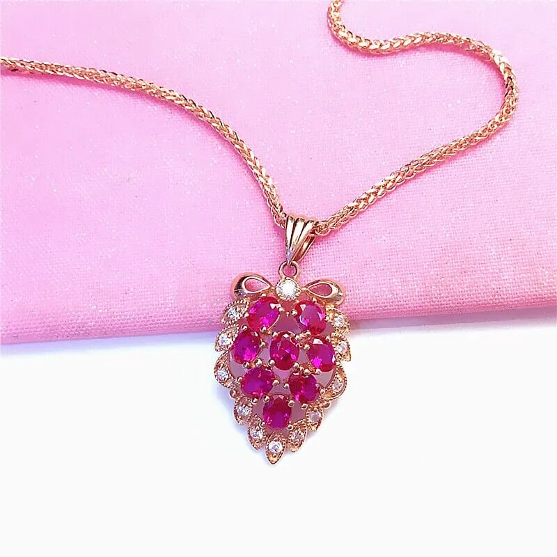 Ruby Grape Rose Gold Necklace