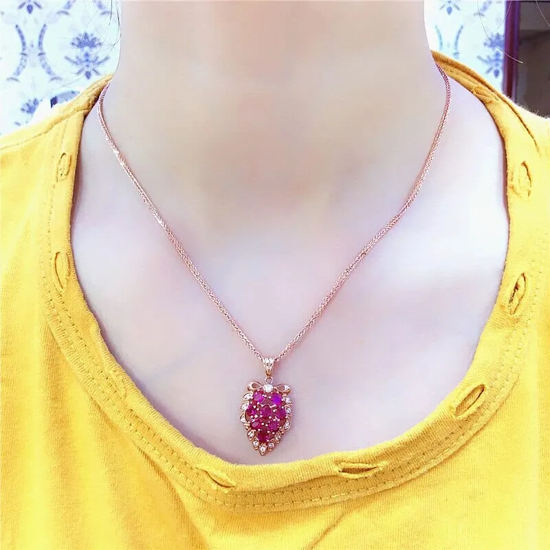 Ruby Grape Rose Gold Necklace