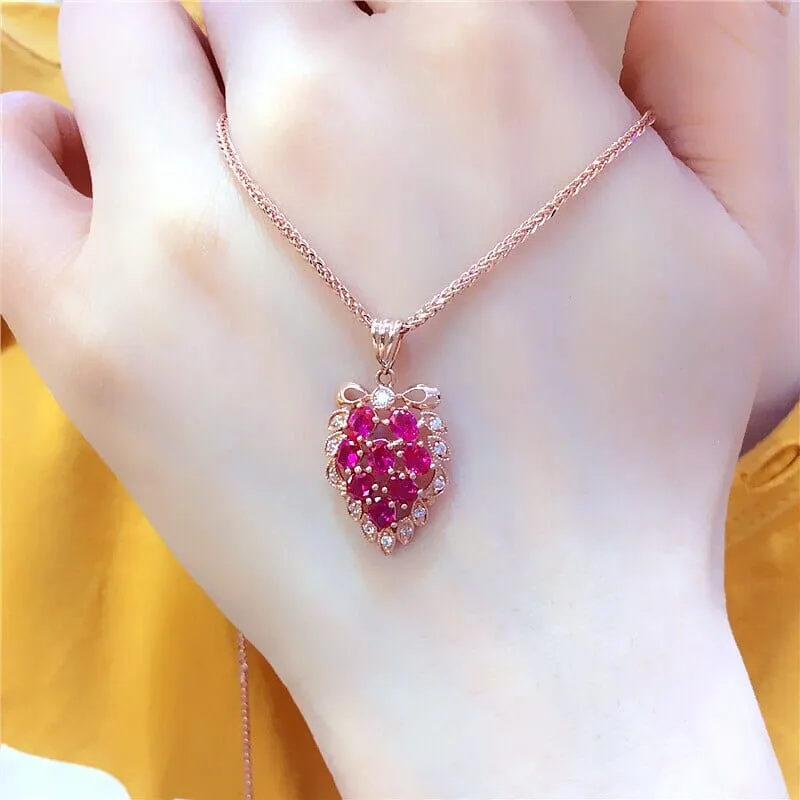 Ruby Grape Rose Gold Necklace