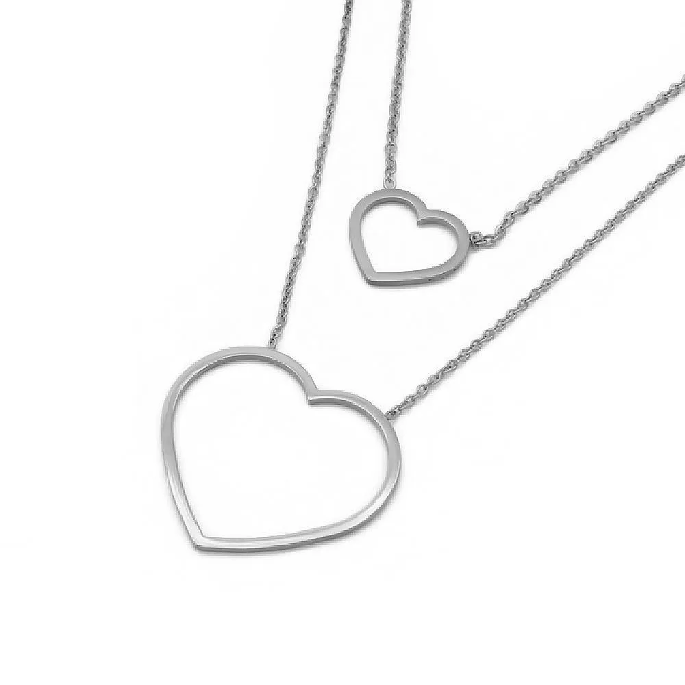 Sab Layered Thin Open Heart Necklace