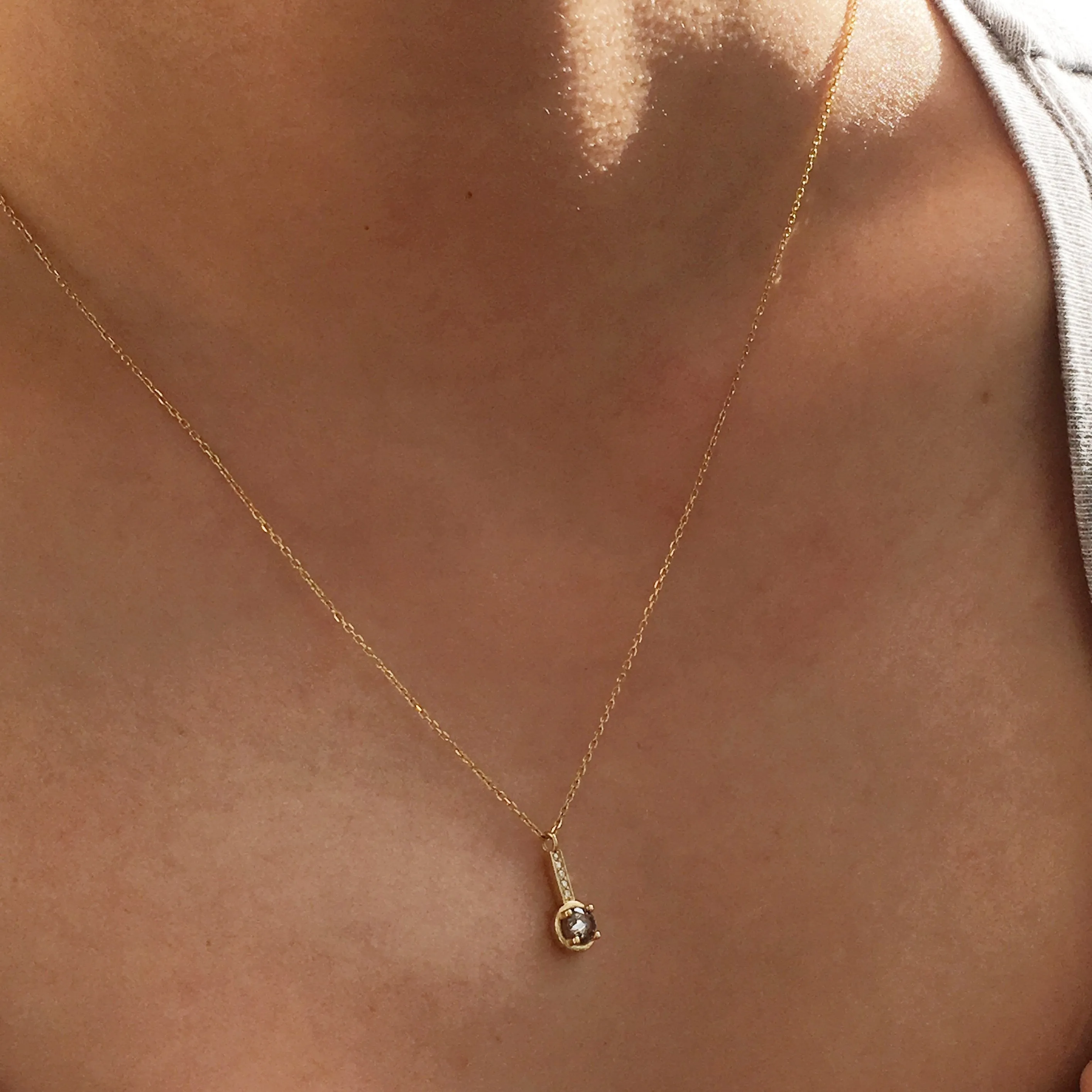 Salt and Pepper Diamond Drop Necklace