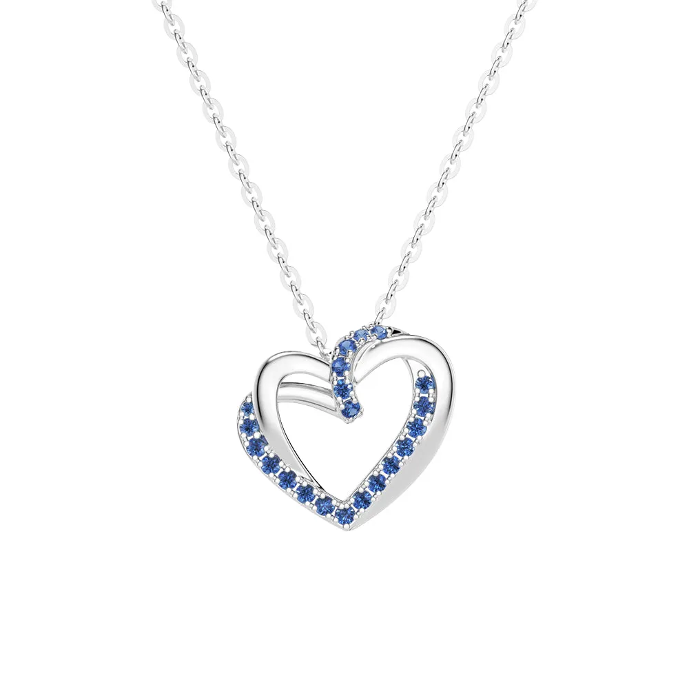 Sapphire Heart Pendant Necklace