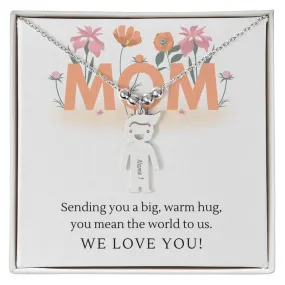 Sending You A Big Warm Hug, For Mom Gift Custom Engraved Kid Charm Necklace