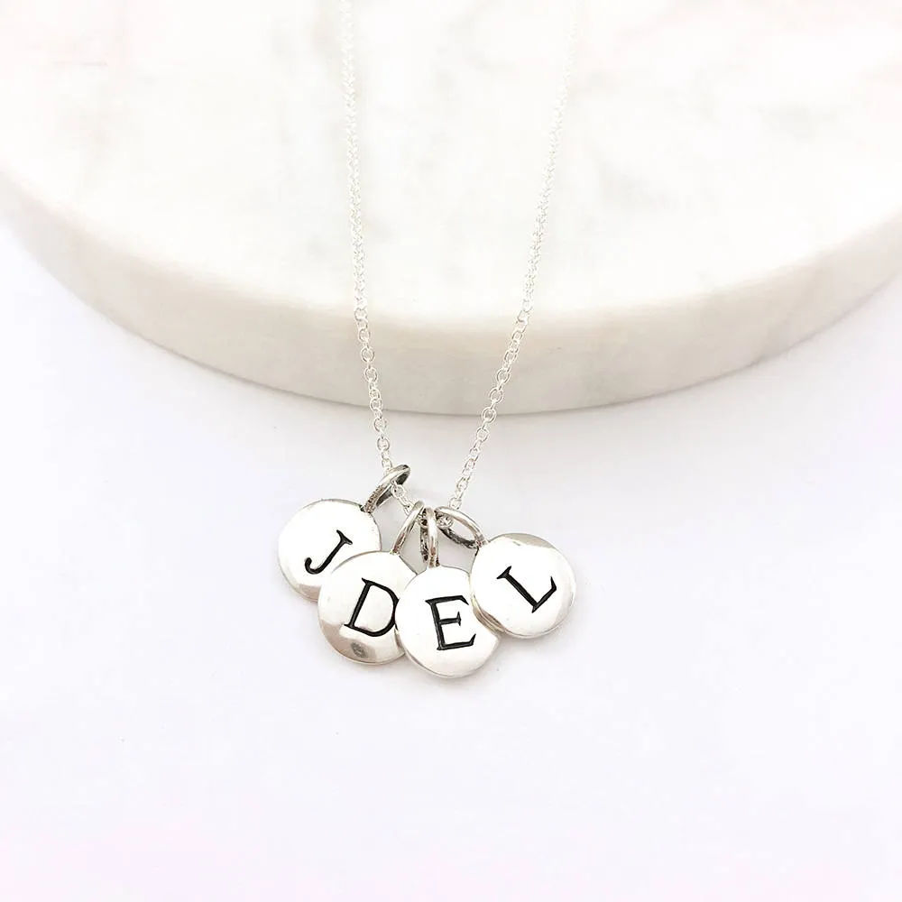 Silver 4 Initial Charm Necklace