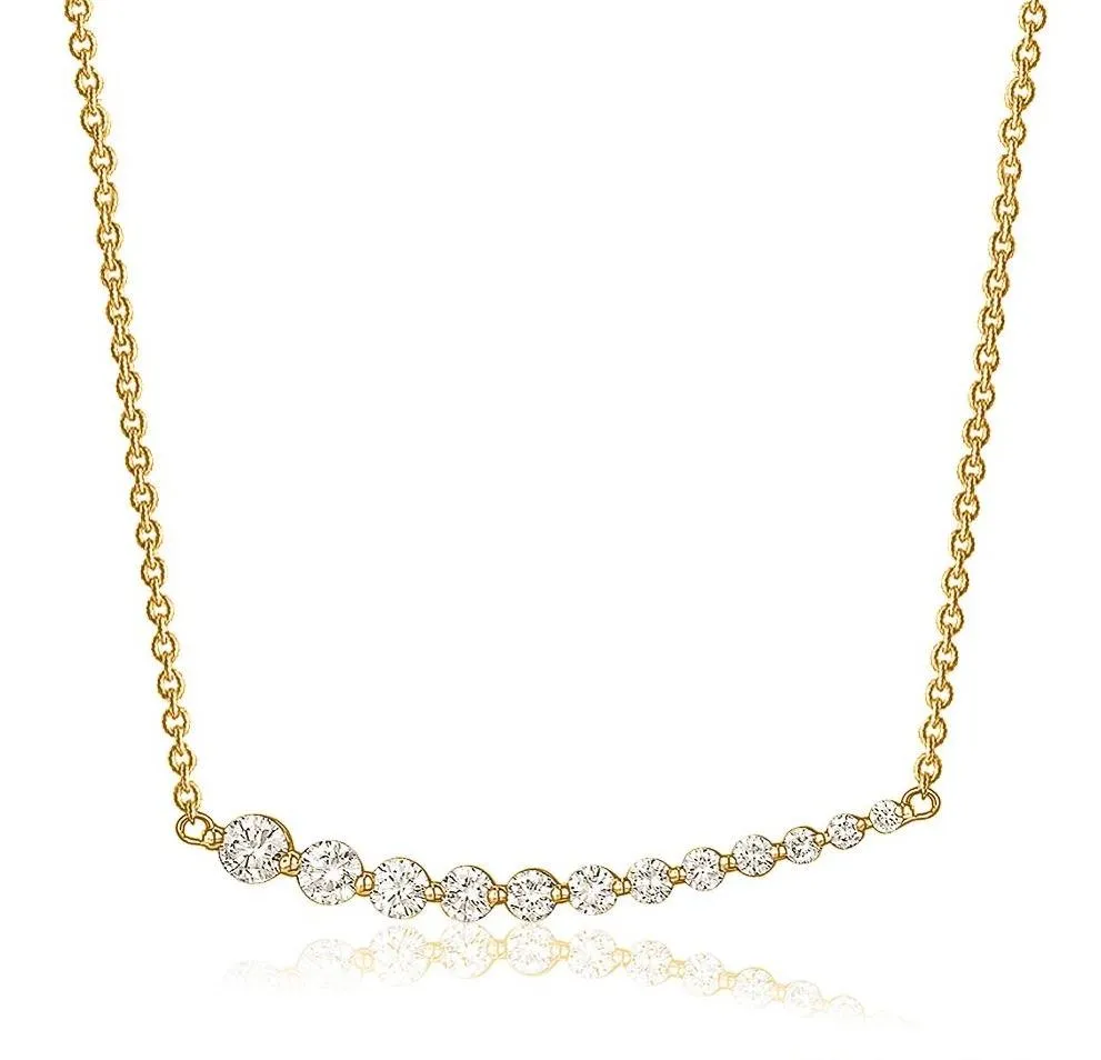 Single Prong Curved Bar Diamond Necklace (0.60Ctw)