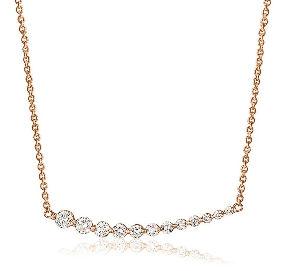 Single Prong Curved Bar Diamond Necklace (0.60Ctw)