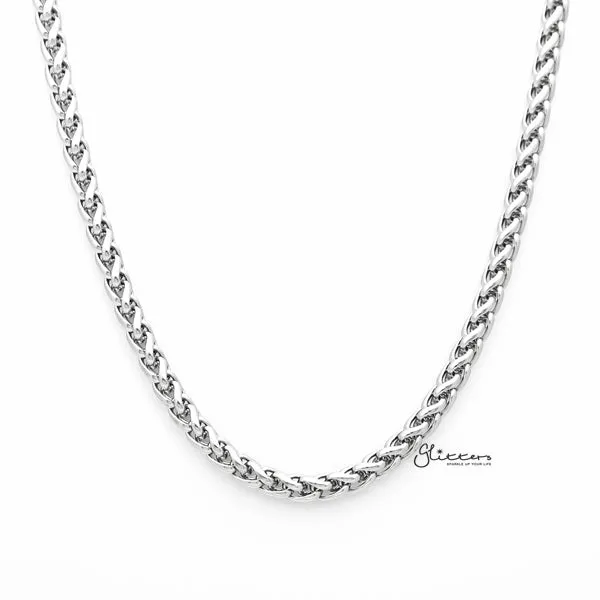 Stainless Steel Braided Wheat Chain Men's Necklaces - 5mm width | 61cm length