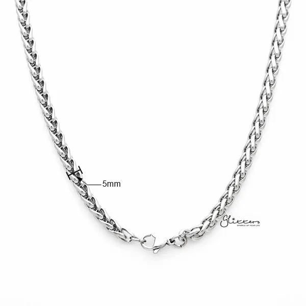 Stainless Steel Braided Wheat Chain Men's Necklaces - 5mm width | 61cm length