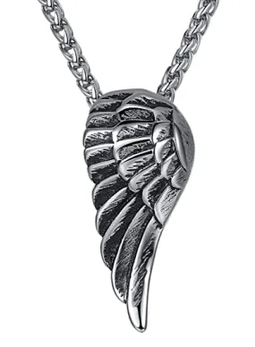 Stainless Steel Curved Angel  Wing Necklace