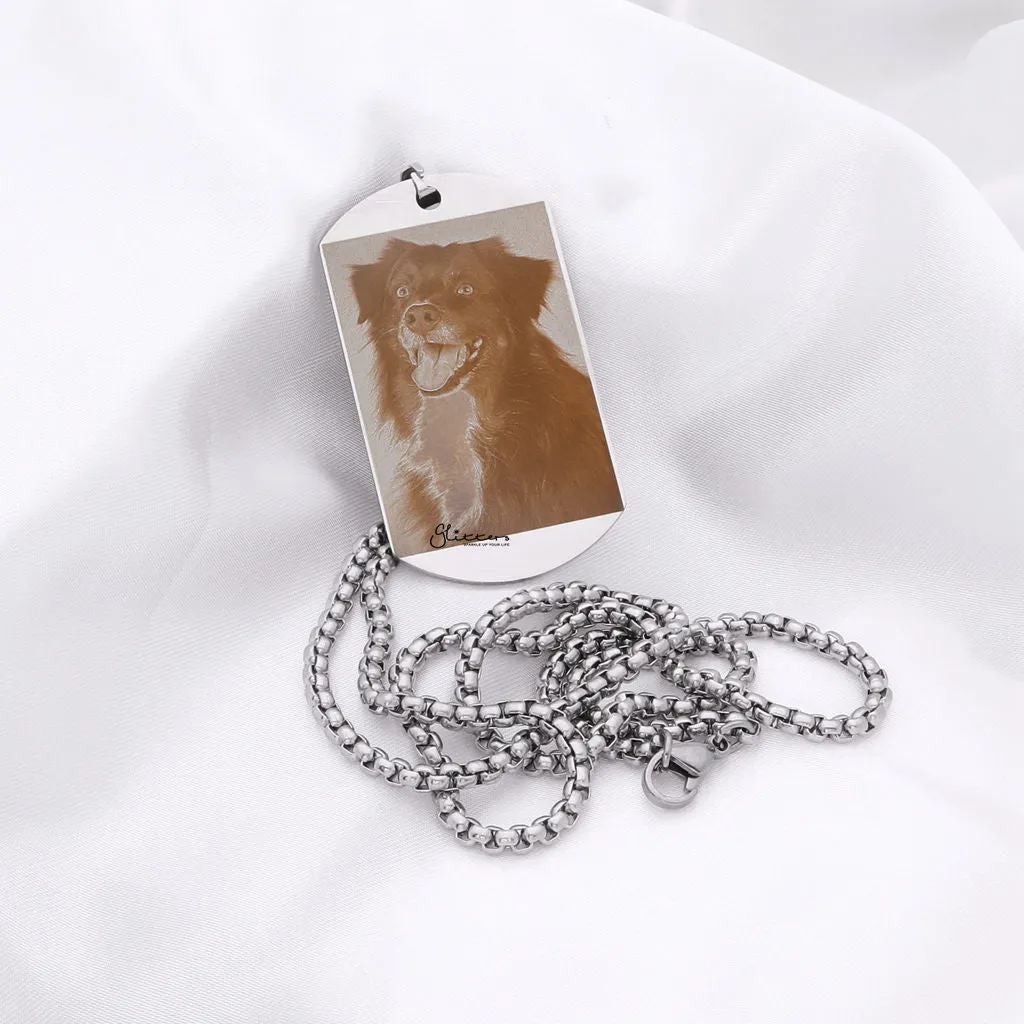 Stainless Steel Dog Tag Necklace   Photo Engraving