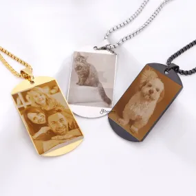 Stainless Steel Dog Tag Necklace   Photo Engraving