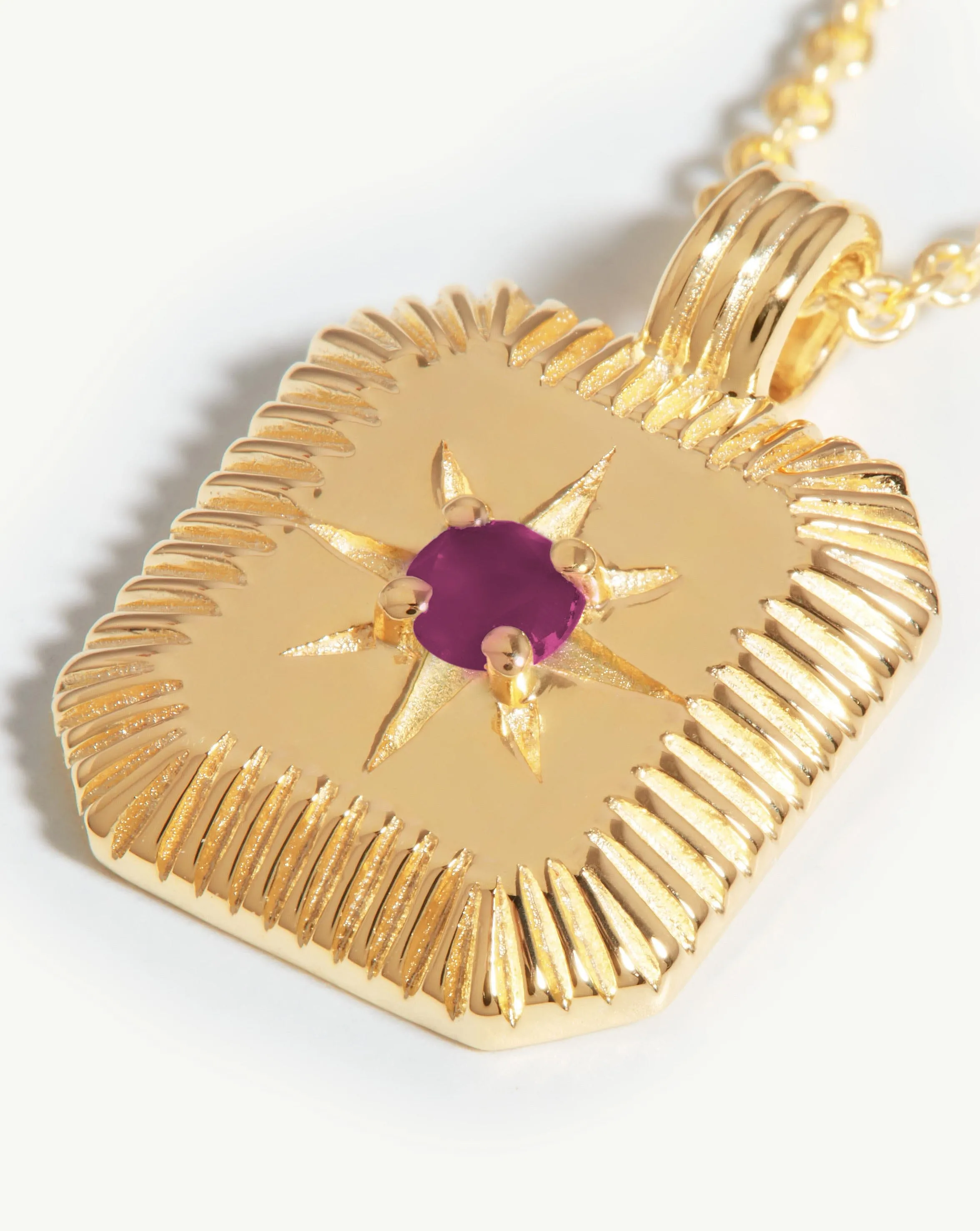 Star Ridge Birthstone Pendant Necklace | 18ct Gold Vermeil/Ruby