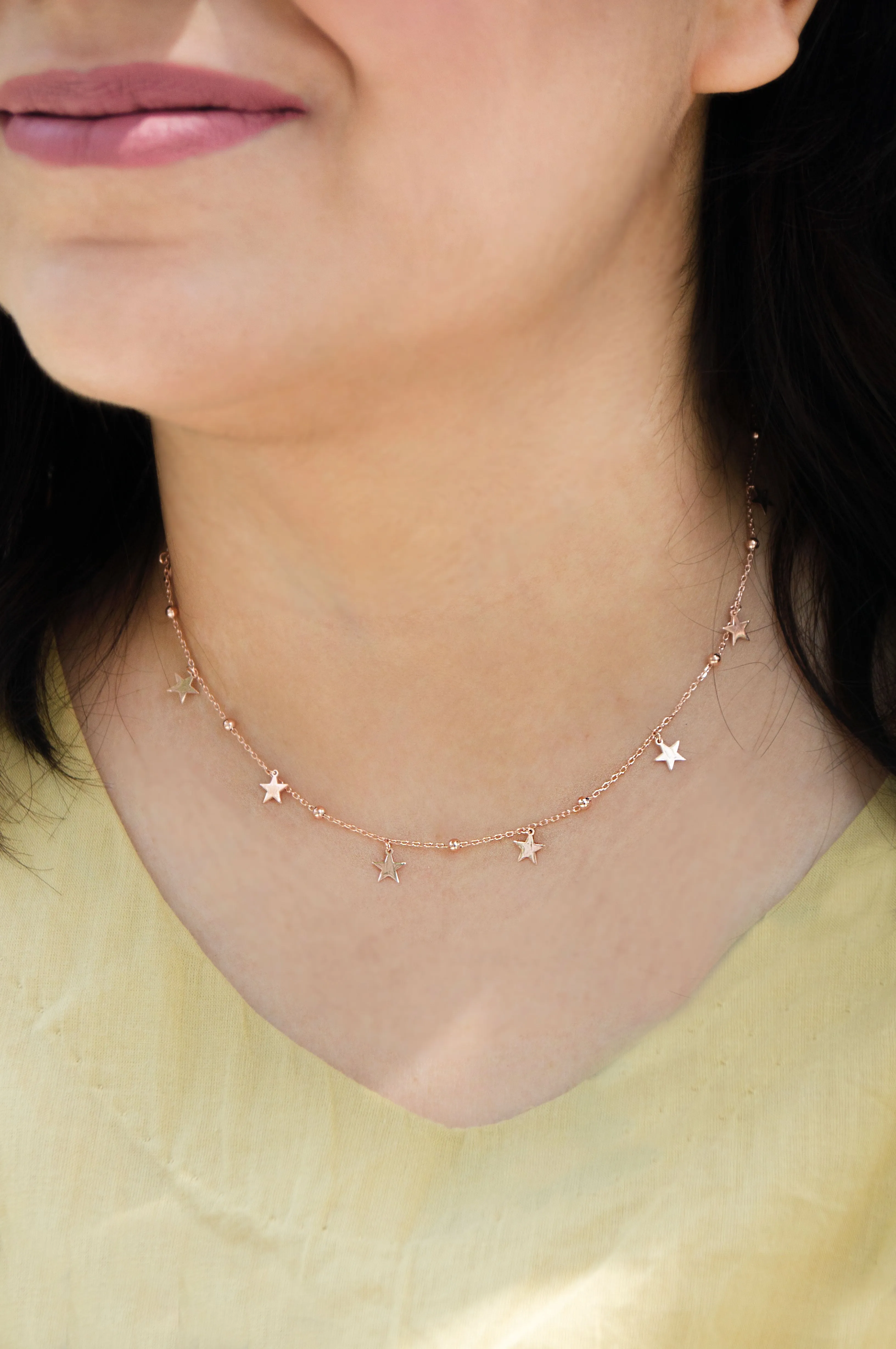 Star Sprinkle Rose Gold Plated Sterling Silver Chain