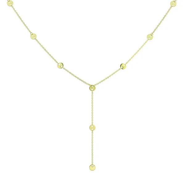 STATION DISC LARIAT NECKLACE 14K