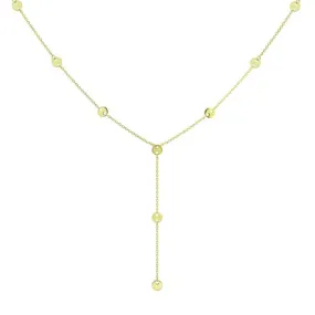 STATION DISC LARIAT NECKLACE 14K