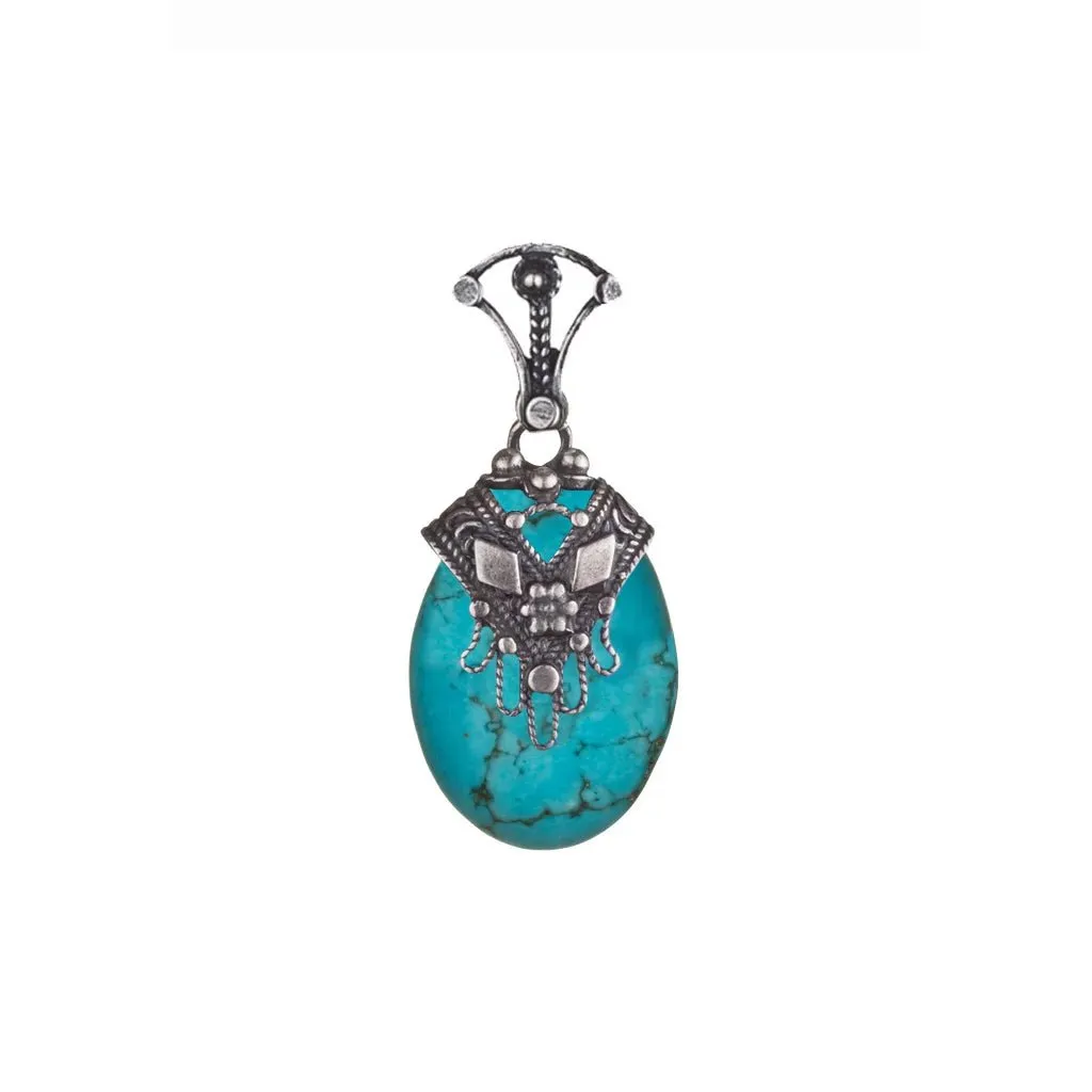 Sterling Silver Chain with Pendant Turquoise / Lava / Amethyst/ Coral with a gorgeous filigree hamsa