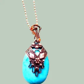 Sterling Silver Chain with Pendant Turquoise / Lava / Amethyst/ Coral with a gorgeous filigree hamsa