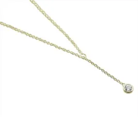 Sterling Silver Classic Bezel Solitaire Lariat Necklace