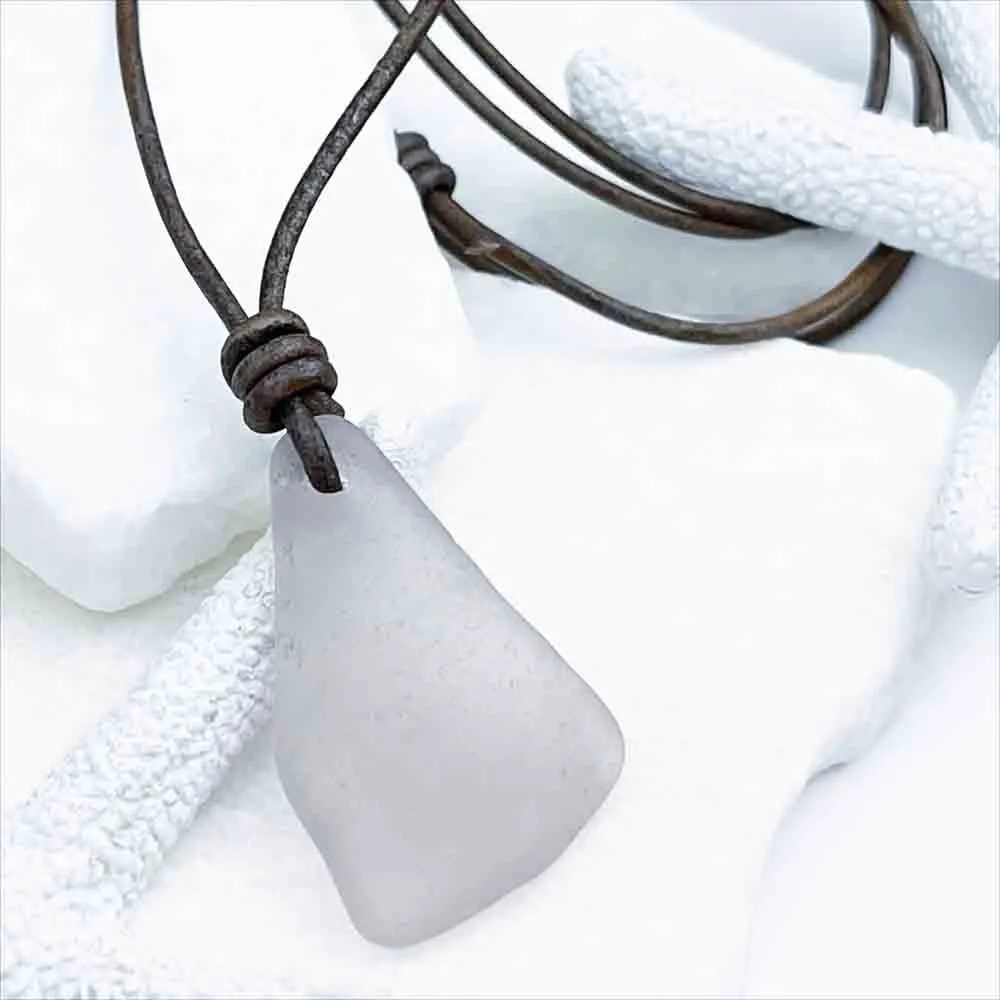 Sun Purple Sea Glass Triangle on a Leather Necklace | #1930