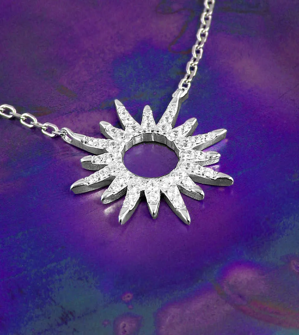 Sun With Crystal Rays Necklace