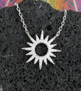 Sun With Crystal Rays Necklace