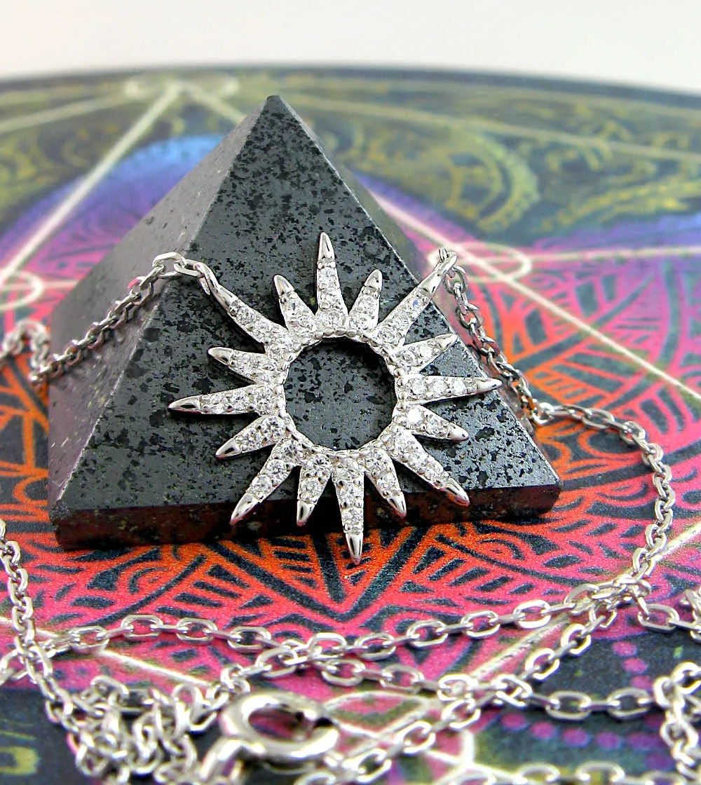 Sun With Crystal Rays Necklace