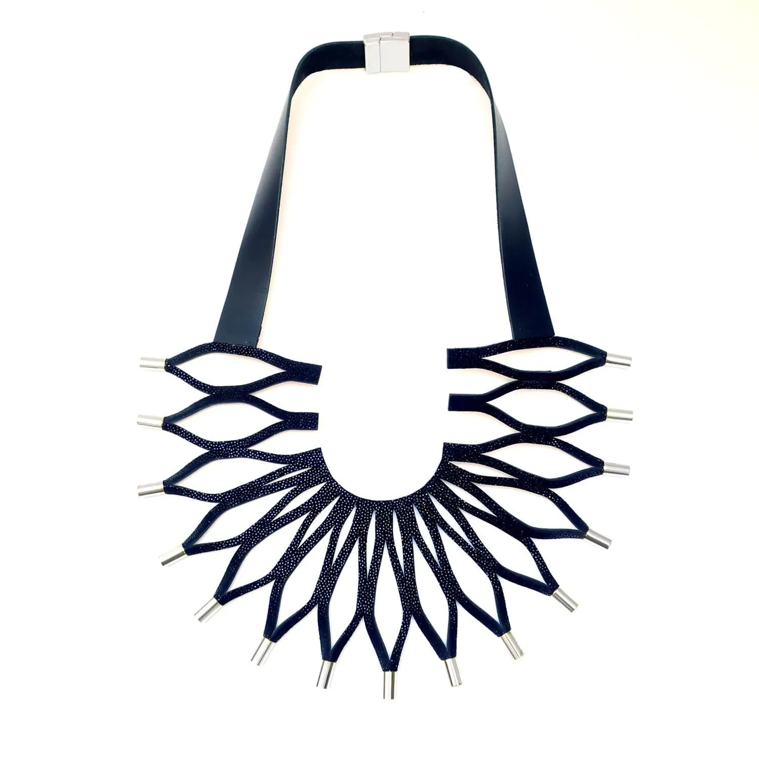 Sunflower Red leather bib necklace