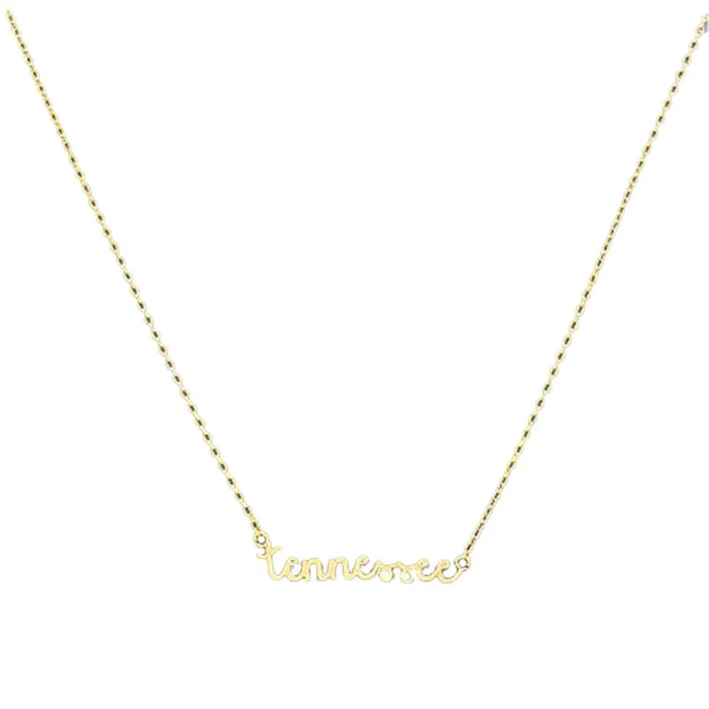 Tennessee Gold State Name Necklace