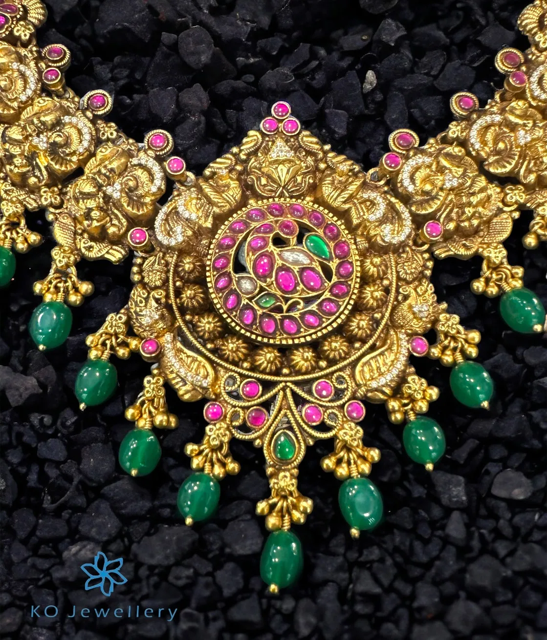 The Charvi Silver Kundan-Jadau Peacock Necklace