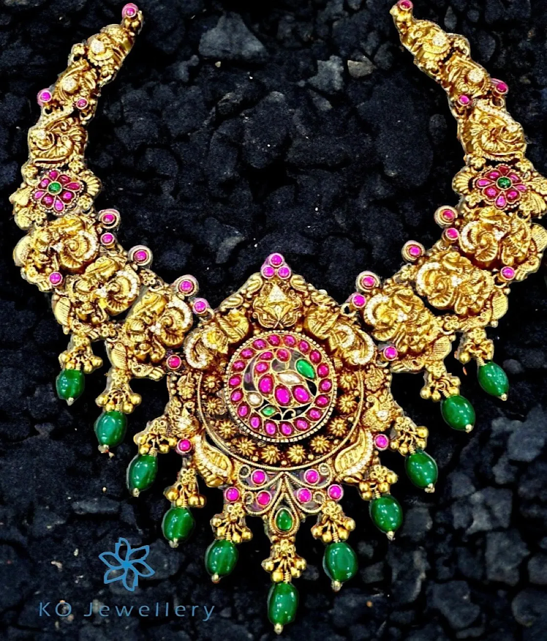 The Charvi Silver Kundan-Jadau Peacock Necklace