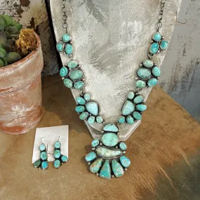 The Lone Mountain Turquoise Cluster Lariat Necklace & Earrings