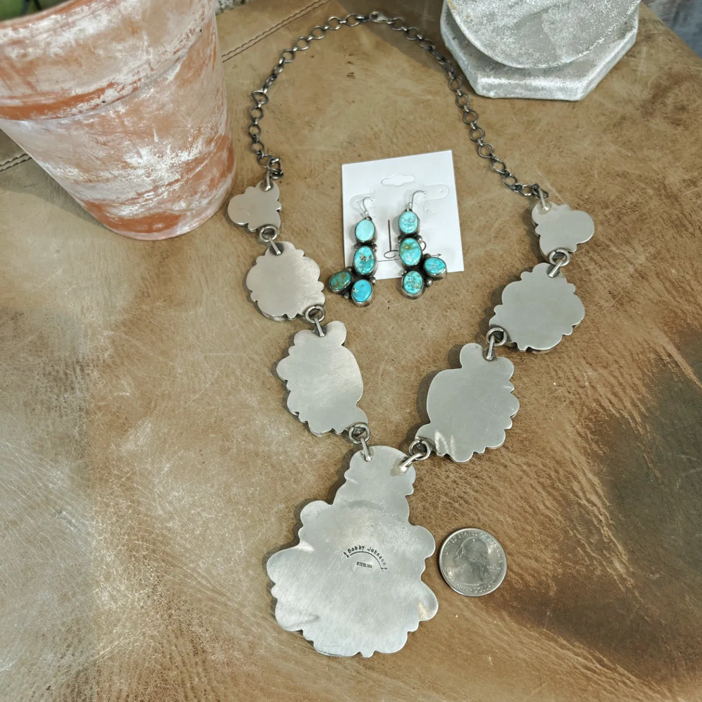 The Lone Mountain Turquoise Cluster Lariat Necklace & Earrings