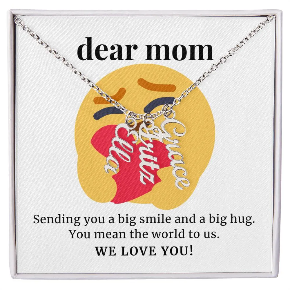 To Mom Gift, Sending You A Big Smile Custom Multi Children Name Necklace