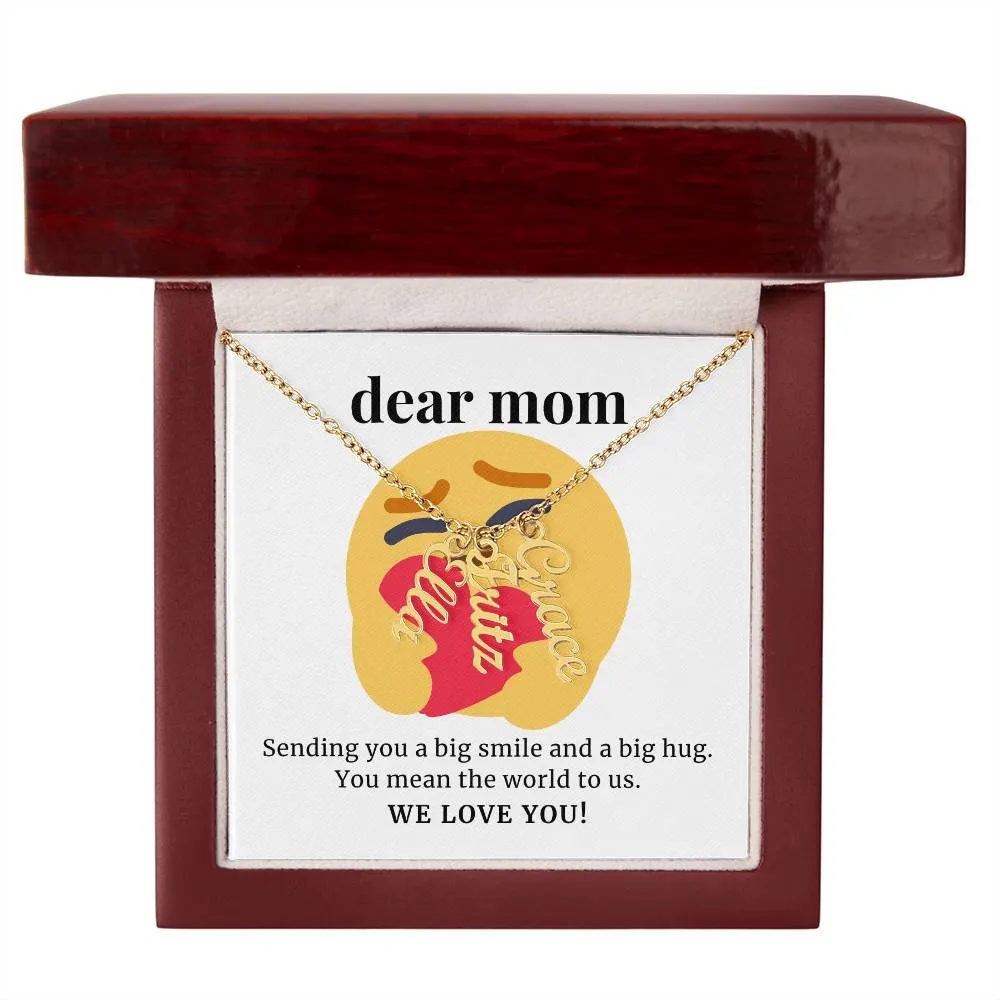 To Mom Gift, Sending You A Big Smile Custom Multi Children Name Necklace