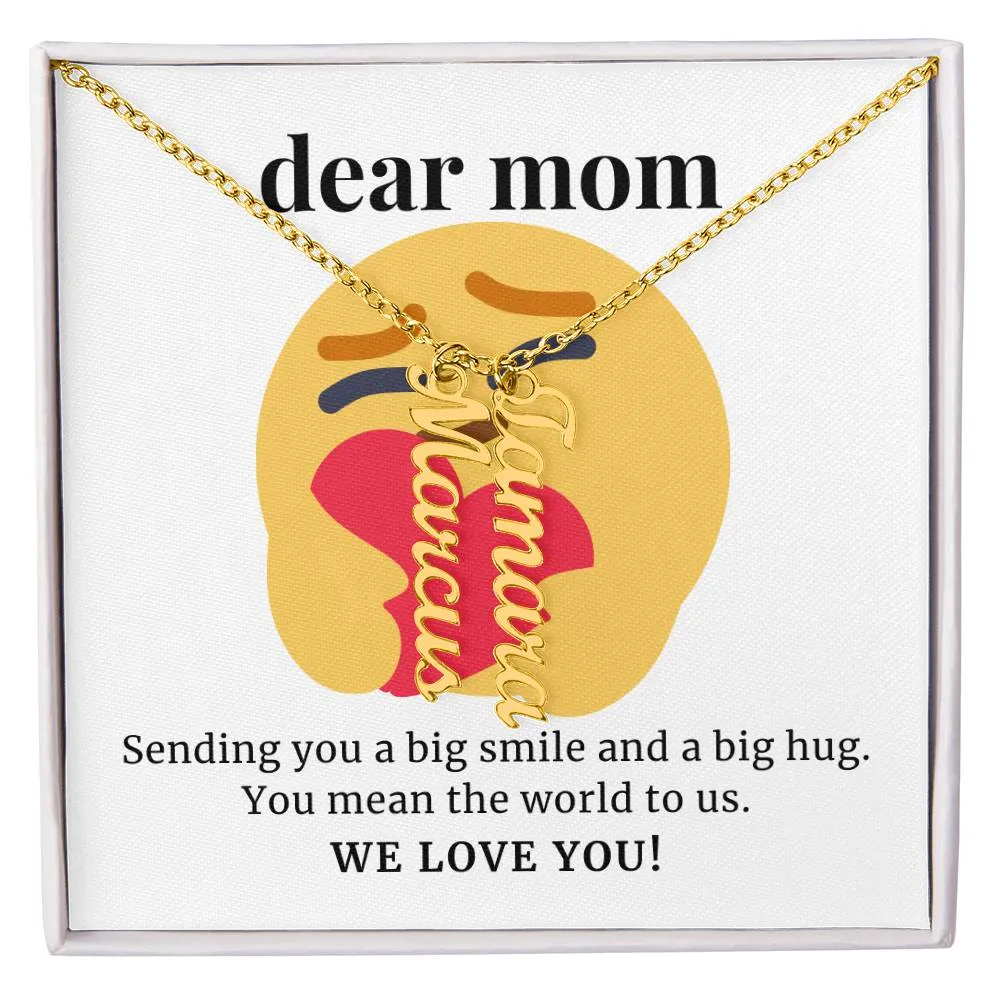 To Mom Gift, Sending You A Big Smile Custom Multi Children Name Necklace