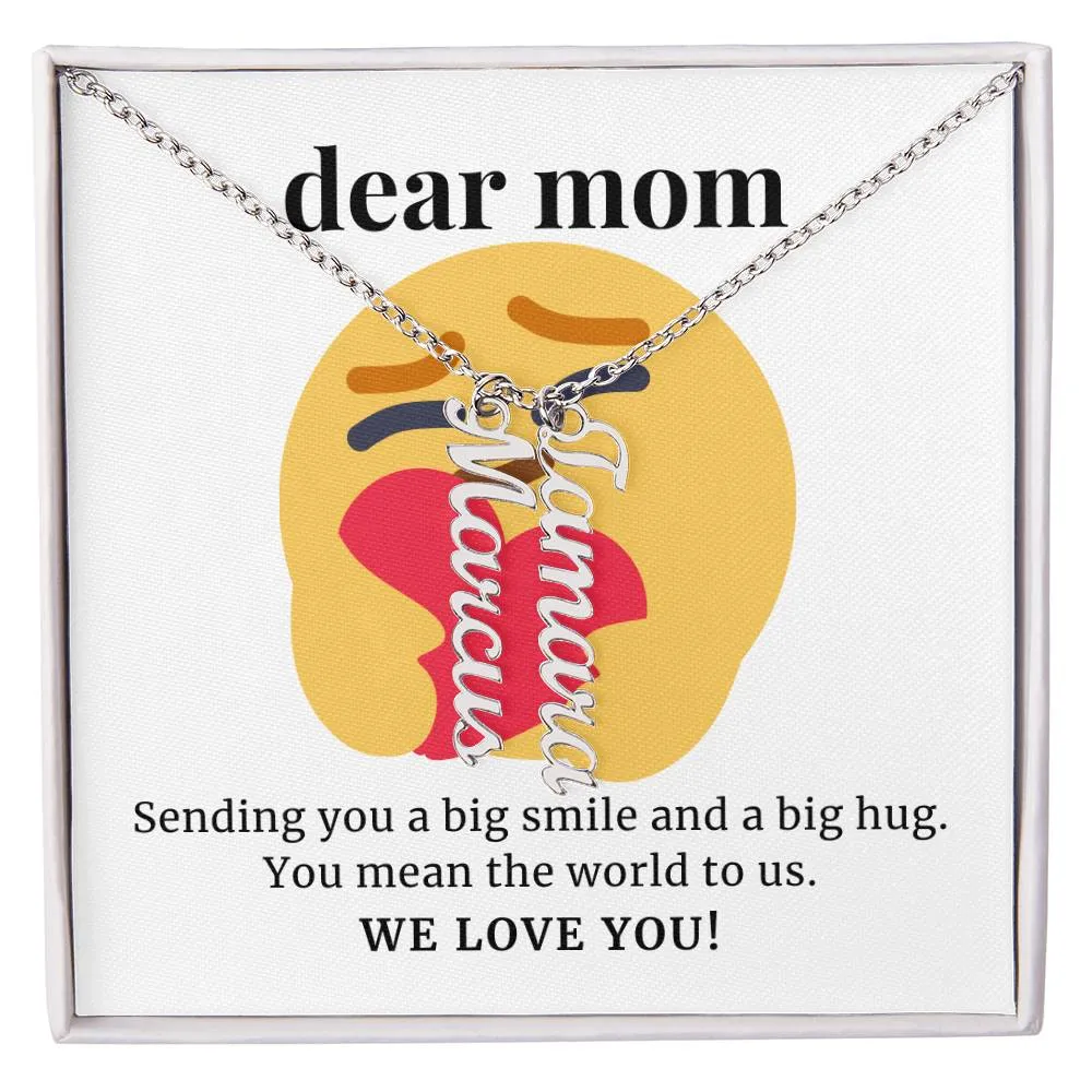 To Mom Gift, Sending You A Big Smile Custom Multi Children Name Necklace